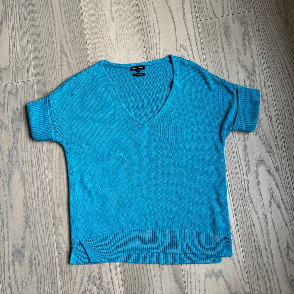 Massimo Dutti Teal Knit Short Sleeve Top